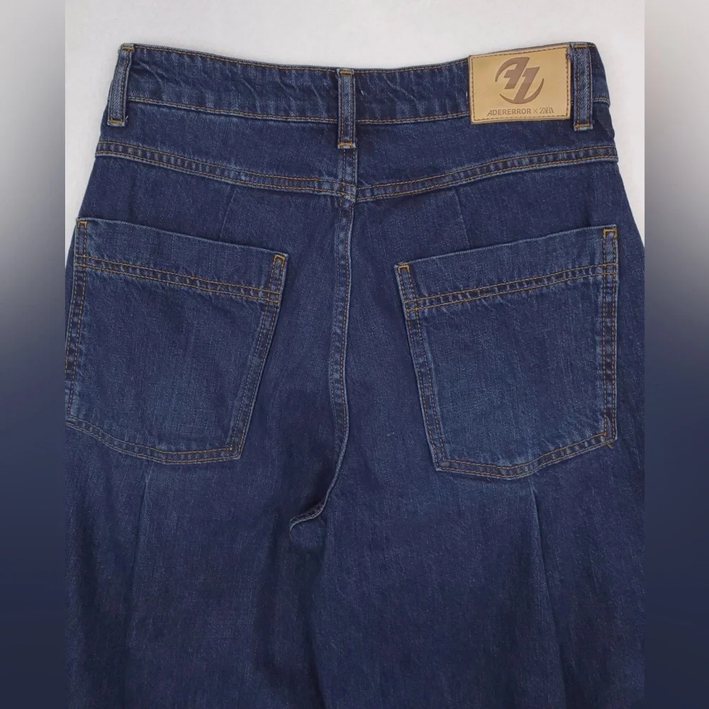 ADER ERROR & ZARA Jeans Sz 4 Dark Wash Pleated Tapered High-Rise Barrel Leg EUC - Picture 6 of 16